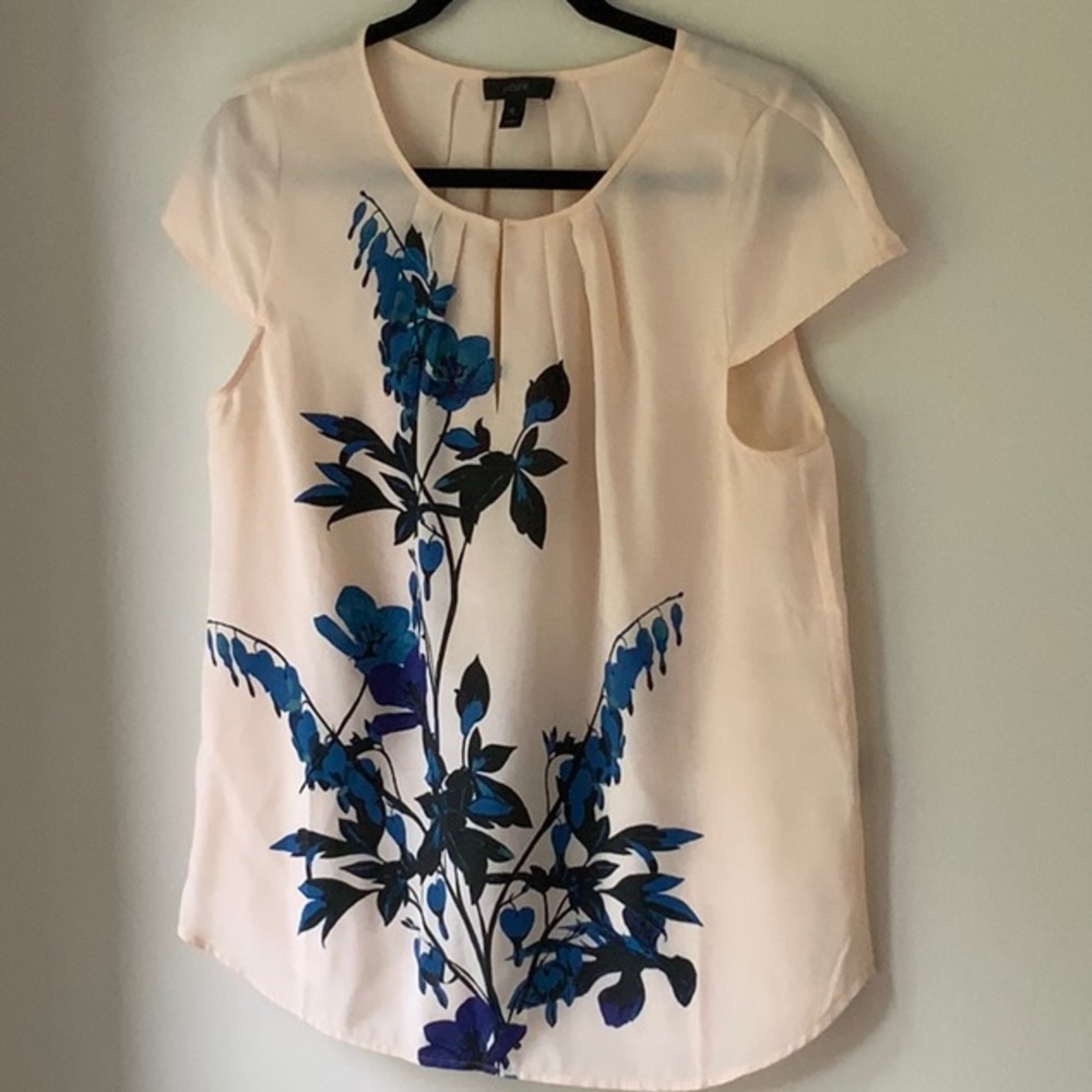 Jcrew silk floral short sleeve blouse